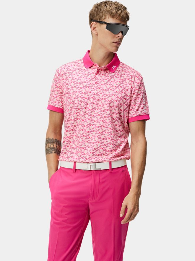 J.Lindeberg Tour Tech Reg Fit Print Halbarm Polo pink