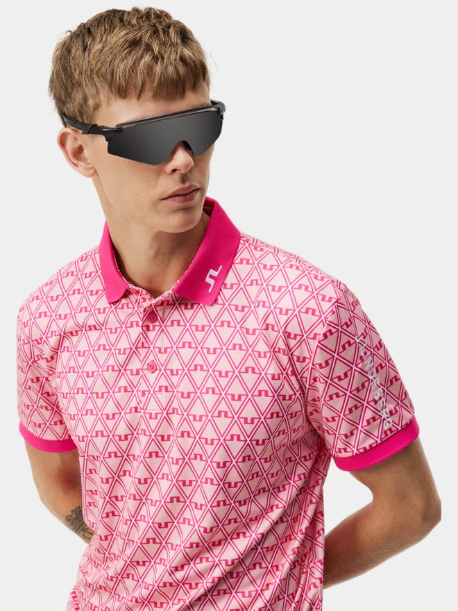 J.Lindeberg Tour Tech Reg Fit Print Halbarm Polo pink