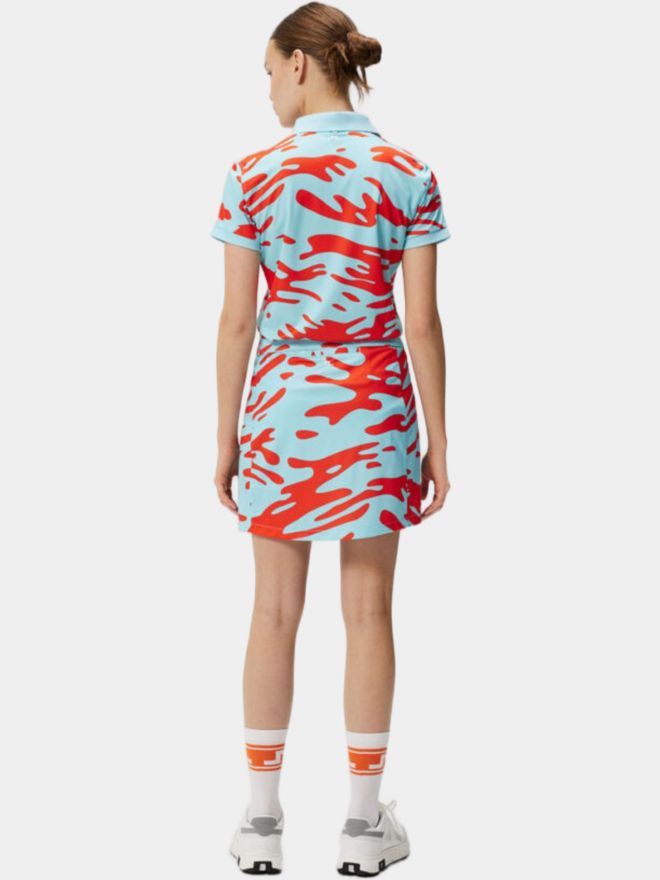 J.Lindeberg Tour Tech Print Halbarm Polo türkis