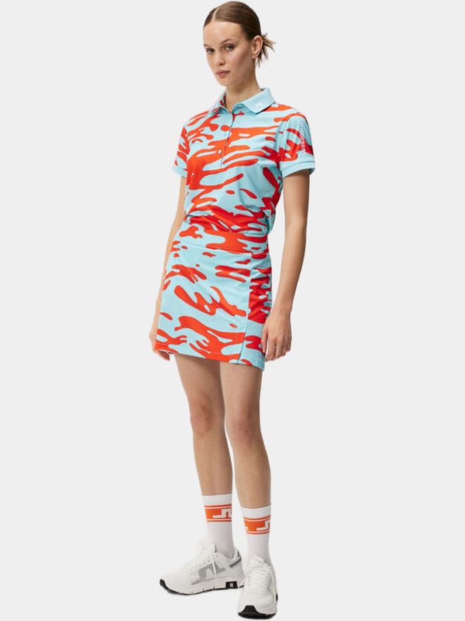 J.Lindeberg Tour Tech Print Halbarm Polo türkis