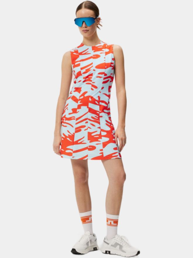 J.Lindeberg Jasmin Print Dress ohne Arm Kleid türkis