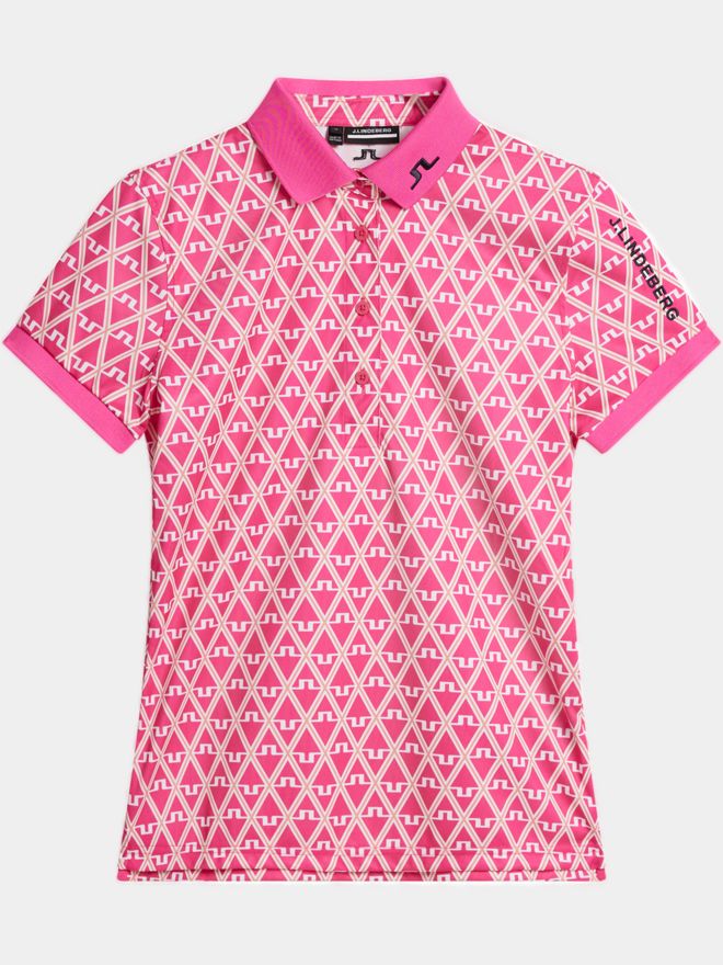 J.Lindeberg Tour Tech Print Halbarm Polo pink