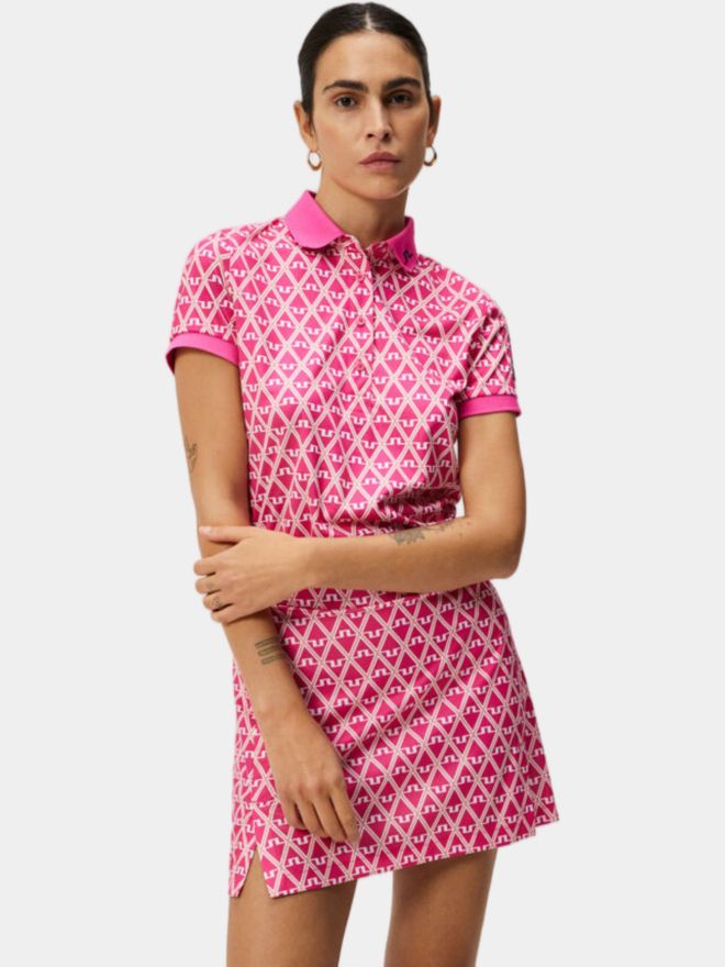 J.Lindeberg Tour Tech Print Halbarm Polo pink