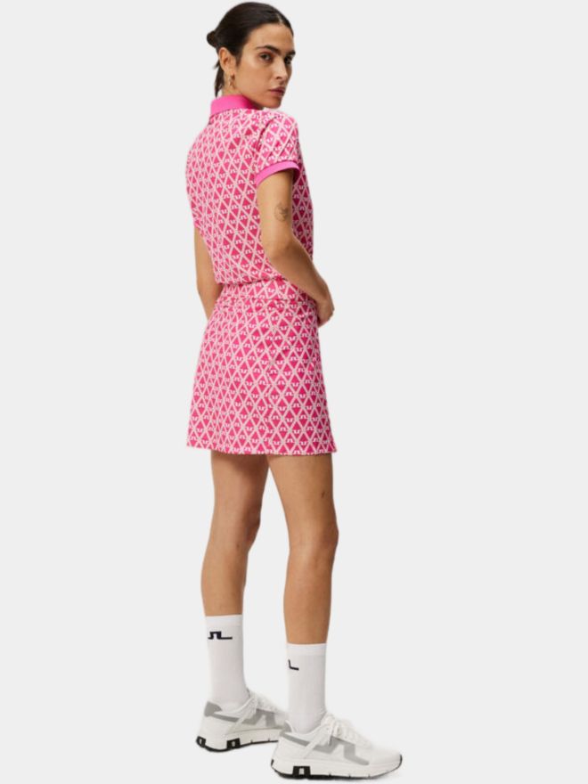 J.Lindeberg Tour Tech Print Halbarm Polo pink