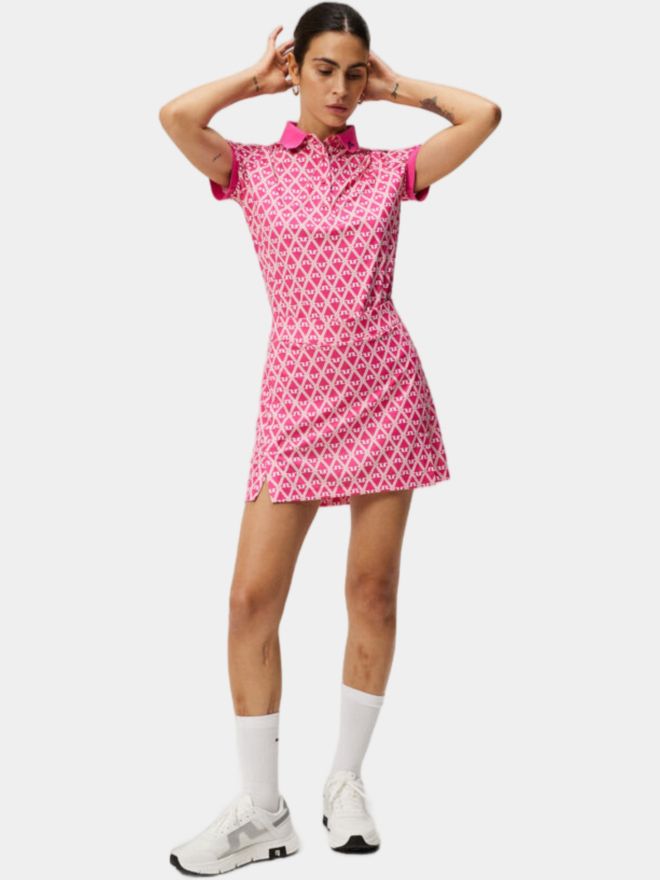 J.Lindeberg Tour Tech Print Halbarm Polo pink