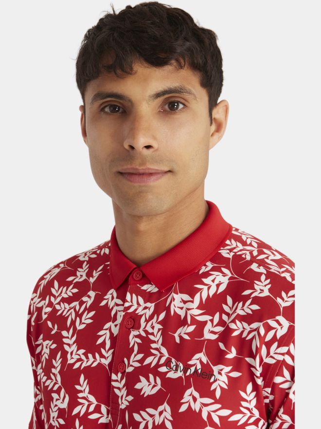 Calvin Klein LEAF PRINT Halbarm Polo rot