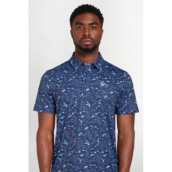 Penguin Pete In The Park Print Halbarm Polo navy