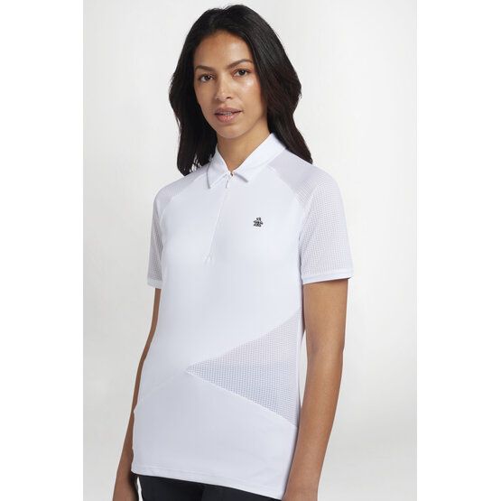 Penguin  ZIP FRONT ASYMMETRICAL MESH Half Sleeve Polo white