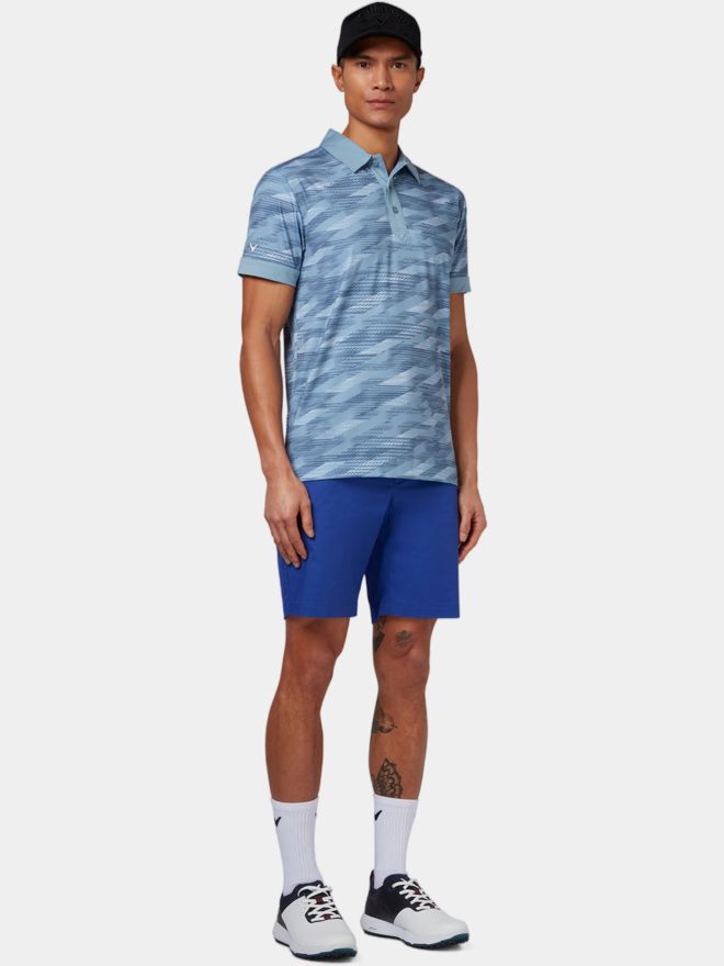 Callaway ALL OVER ACTIVE TEXTURED PRINT Halbarm Polo blau