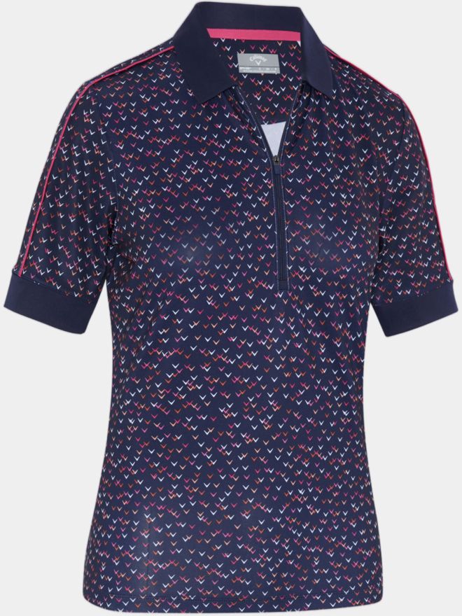 Callaway Chev Printed Halbarm Polo navy