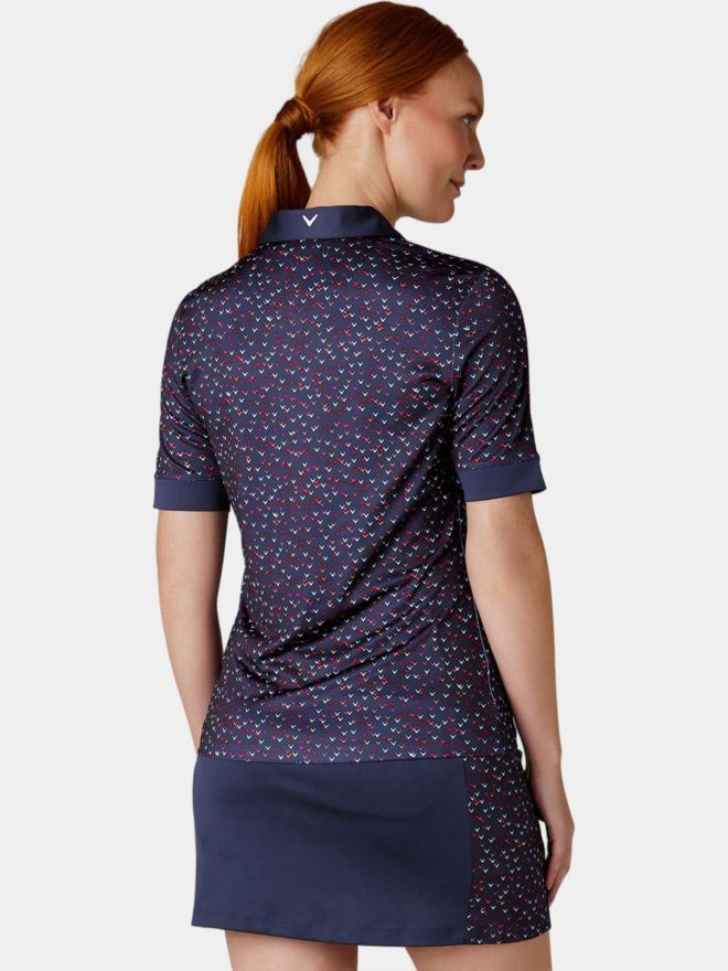 Callaway Chev Printed Halbarm Polo navy