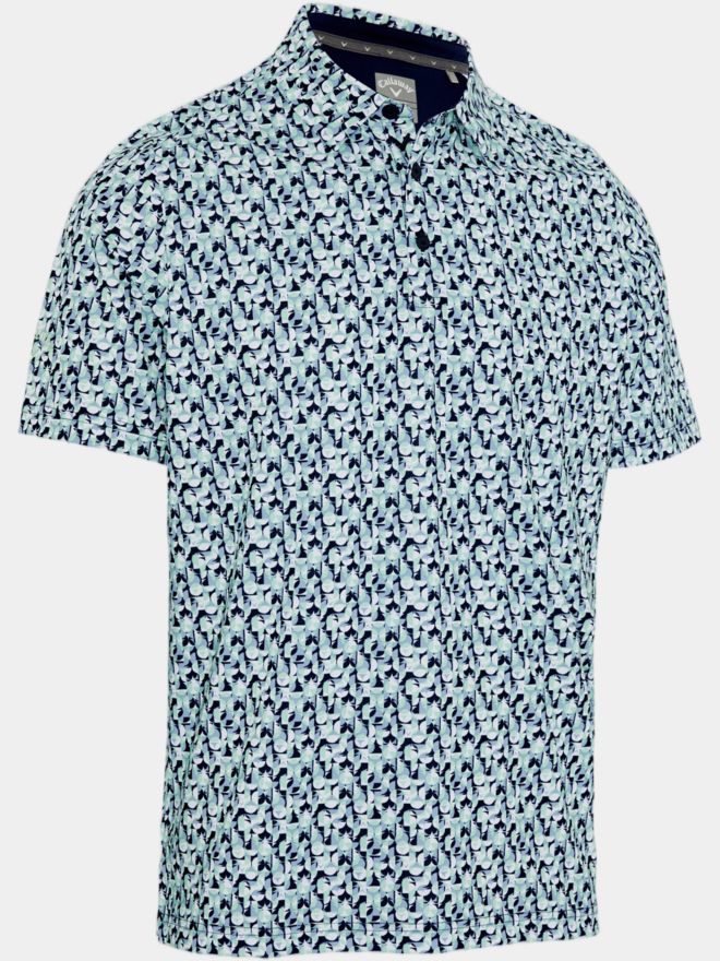 Callaway All-Over Abstract Golf Ball Halbarm Polo navy