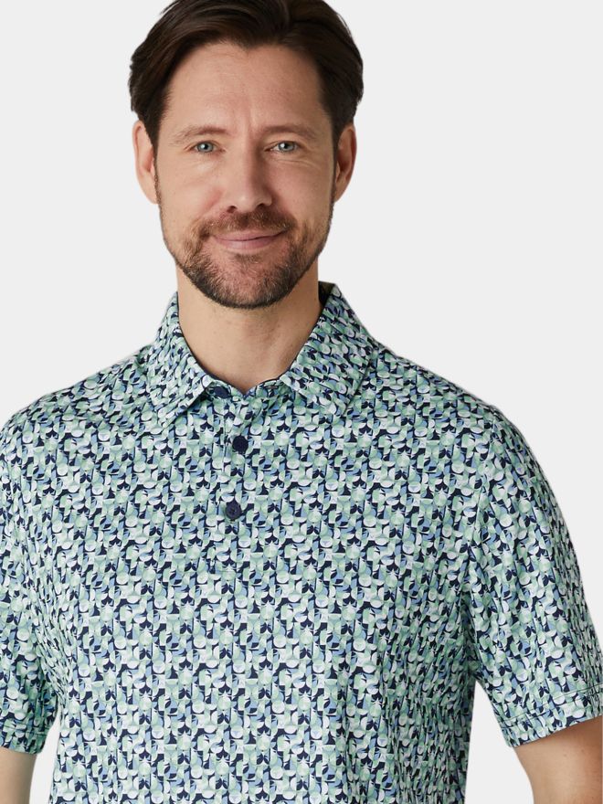 Callaway All-Over Abstract Golf Ball Halbarm Polo navy