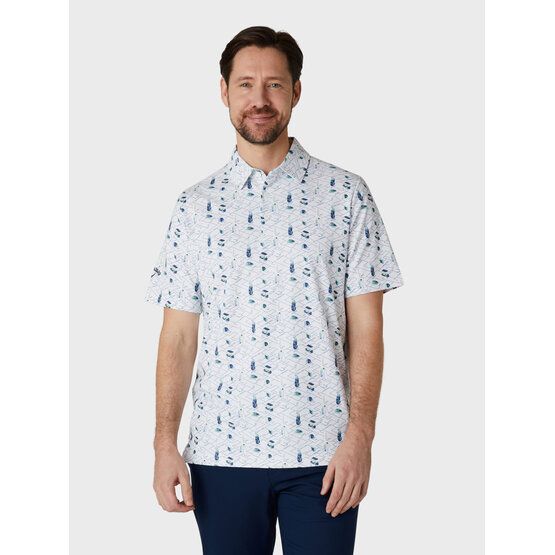 Callaway All-Over Golf Essentials Print Halbarm Polo weiß