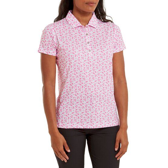 FootJoy  Floral Print Half Sleeve Polo white