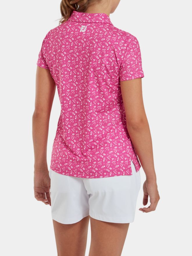 FootJoy Floral Print Halbarm Polo pink