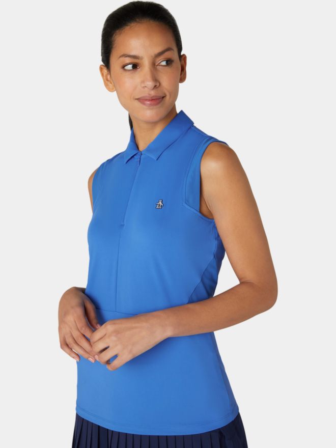 Penguin Zip Mesh Blocking ohne Arm Polo blau
