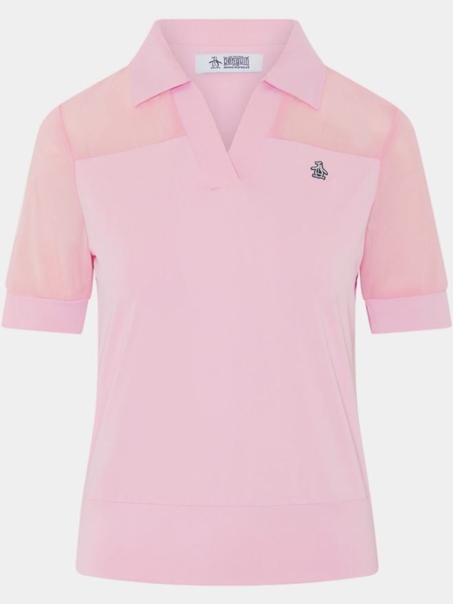 Penguin 1/2 Sleeve Mesh Blocked Halbarm Polo rosa