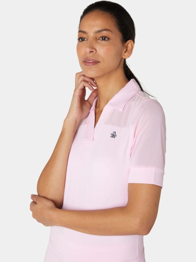Penguin 1/2 Sleeve Mesh Blocked Halbarm Polo rosa