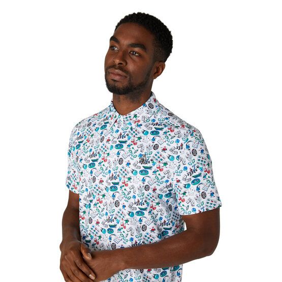 Penguin  Roadmap All-over Novelty Print Half Sleeve Polo white