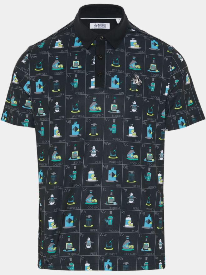 Penguin polo Petes Flash Cards Print s krátkým rukávem černá