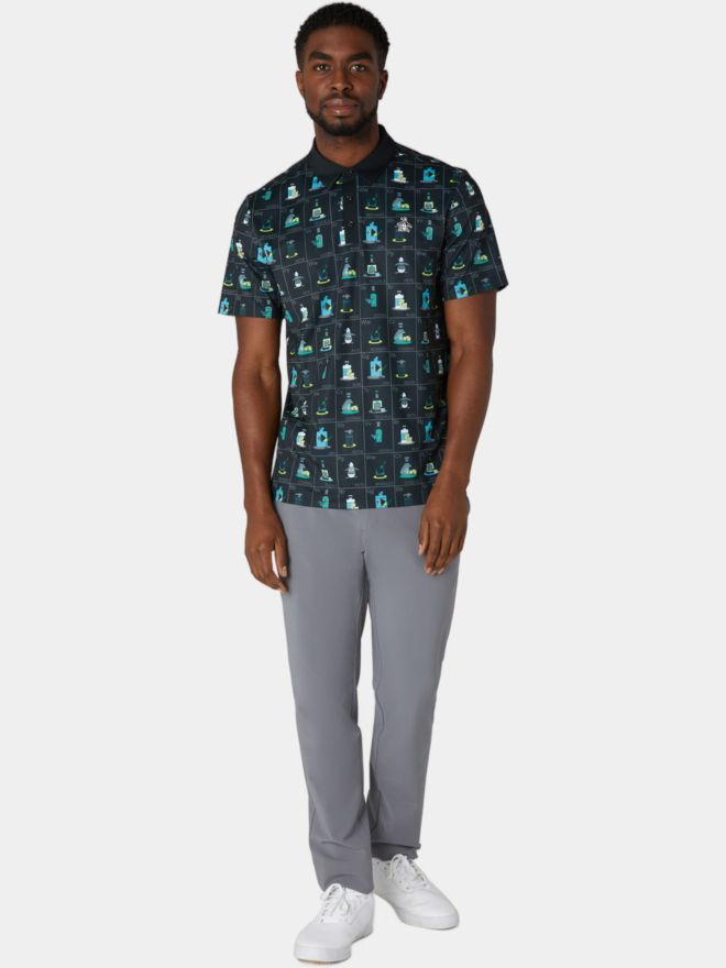 Penguin polo Petes Flash Cards Print s krátkým rukávem černá