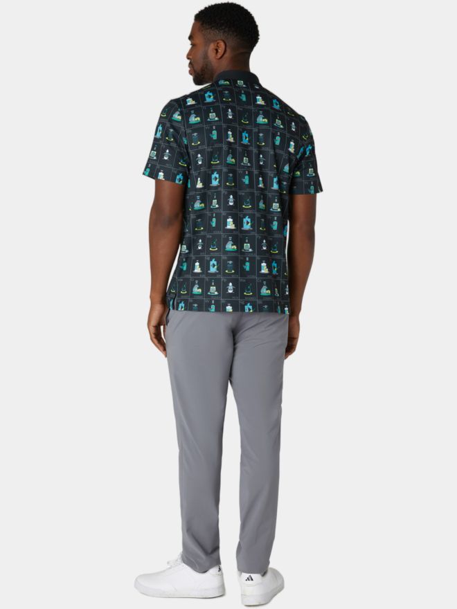 Penguin polo Petes Flash Cards Print s krátkým rukávem černá