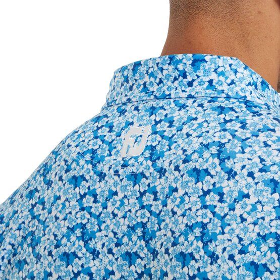 FootJoy  Primrose Print Lisle Half Sleeve Polo light blue