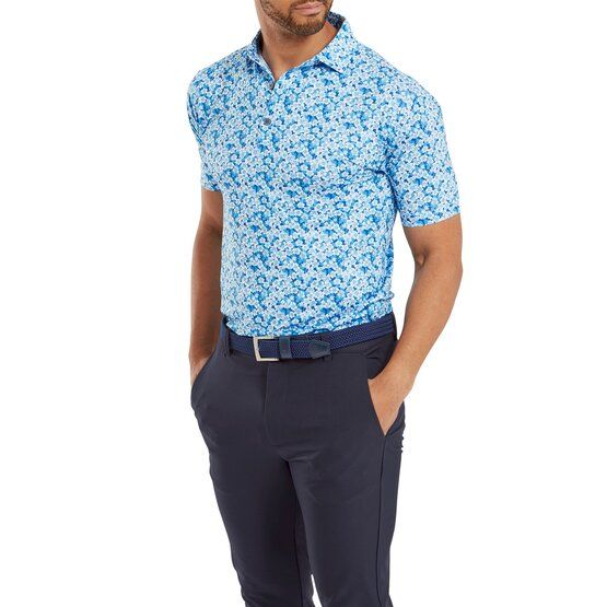 FootJoy  Primrose Print Lisle Half Sleeve Polo light blue