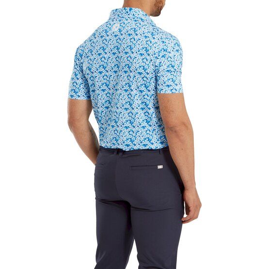 FootJoy  Primrose Print Lisle Half Sleeve Polo light blue