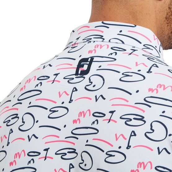 FootJoy  Golf Course Doodle Half Sleeve Polo white