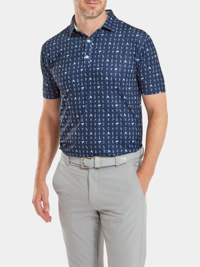 FootJoy The 19th Hole Halbarm Polo blau