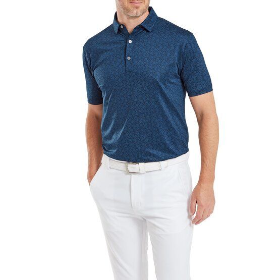 FootJoy  Painted Floral Half Sleeve Polo navy