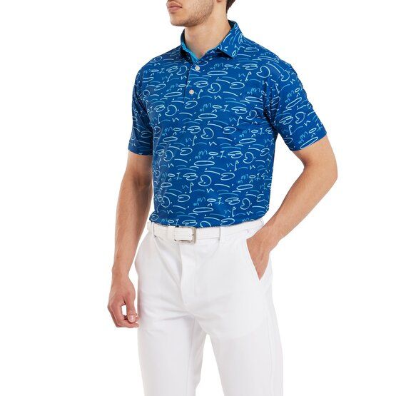 FootJoy Golf Course Doodle Halbarm Polo blau