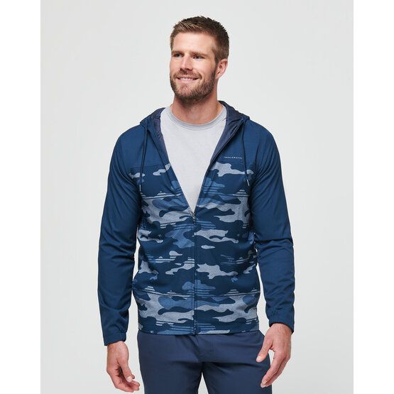 TravisMathew  Strečová bunda CAMO TECH HOODIE mořská modrá