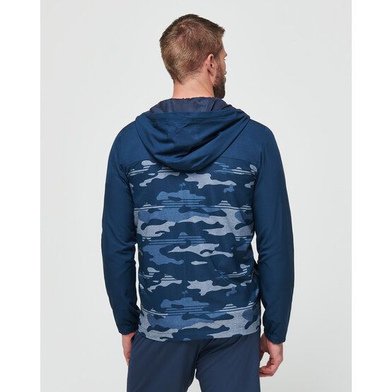 TravisMathew  Strečová bunda CAMO TECH HOODIE mořská modrá