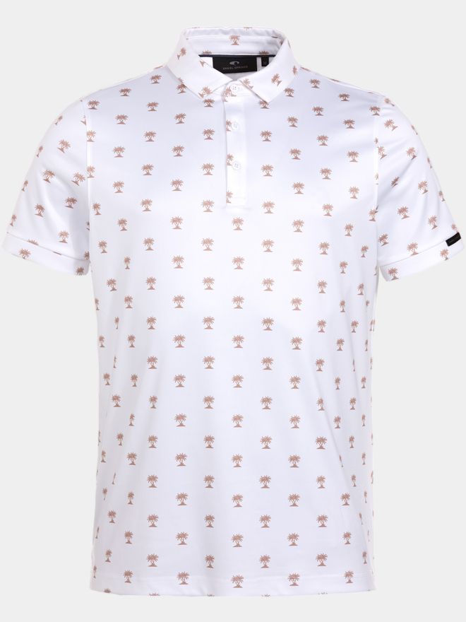Daniel Springs Palmen Druck Funktions Halbarm Polo weiß
