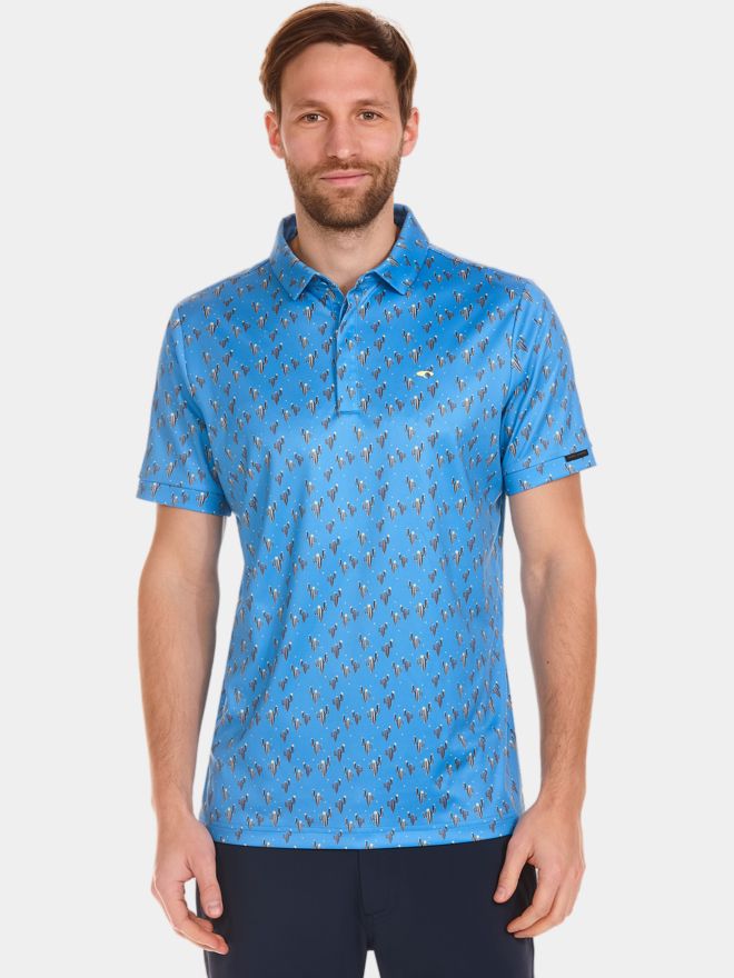 Daniel Springs Kaktus Druck Funktions Halbarm Polo hellblau