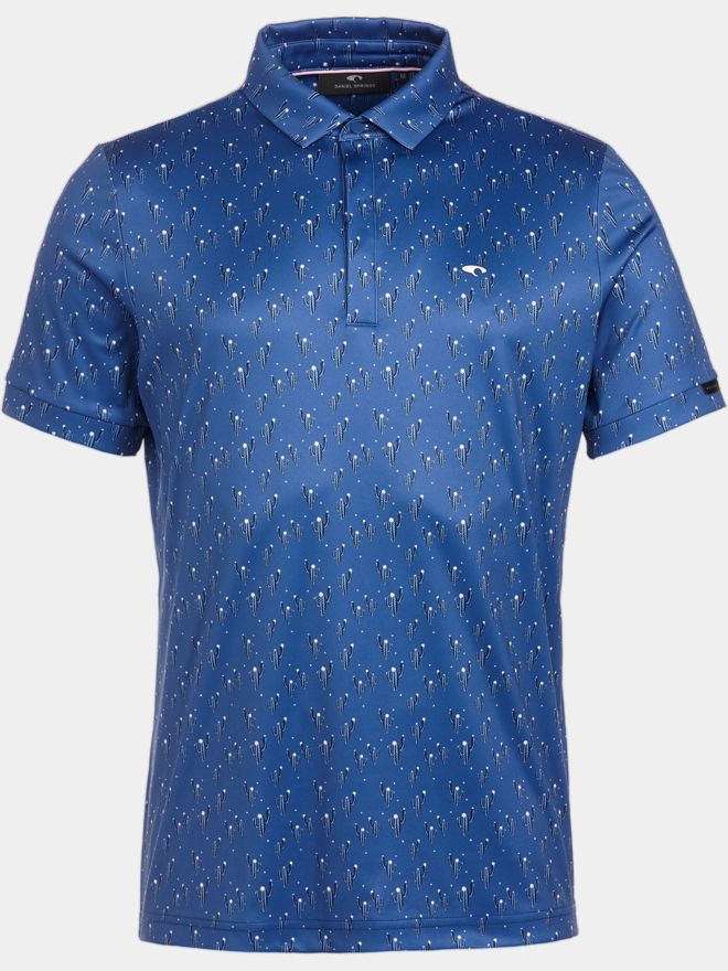 Daniel Springs Kaktus Druck Funktions Halbarm Polo blau