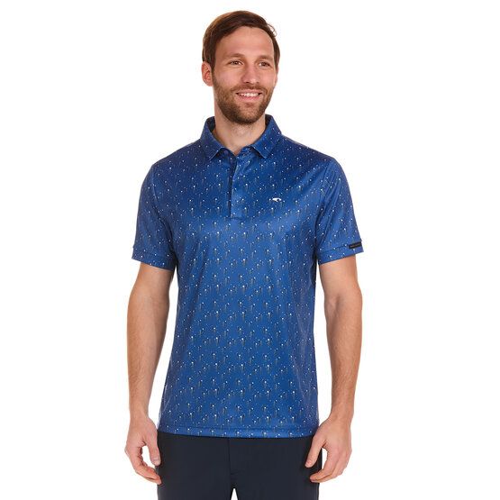 Daniel Springs Kaktus Druck Funktions Halbarm Polo blau