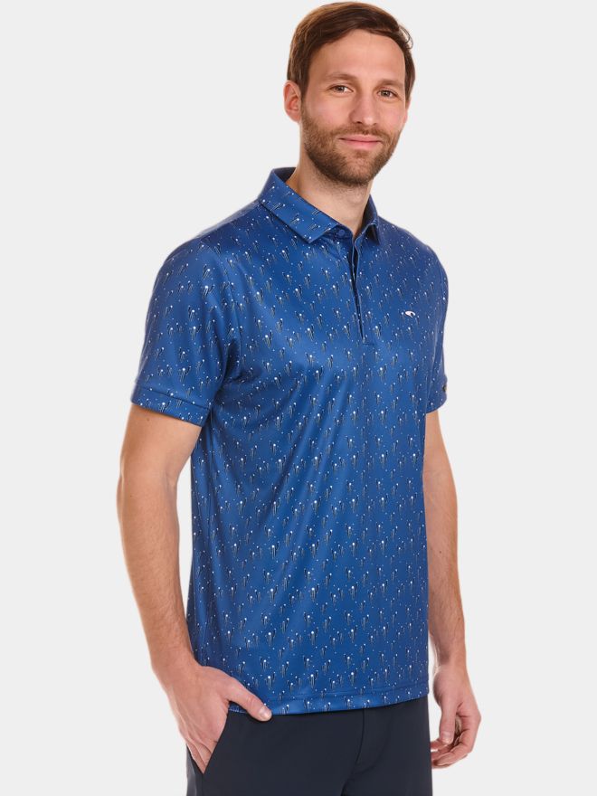 Daniel Springs Kaktus Druck Funktions Halbarm Polo blau