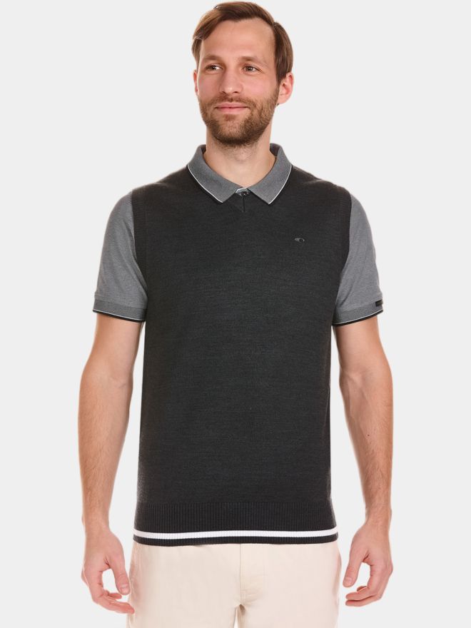 Daniel Springs basic slipover Pullunder Strick dunkelgrau melange