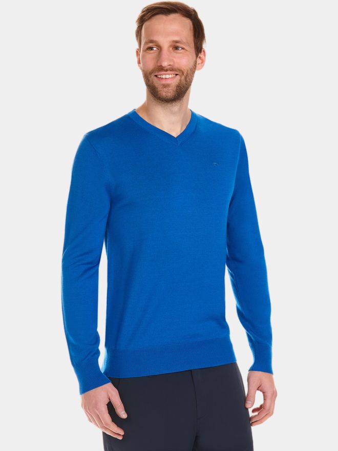 Daniel Springs Basic Pullover Strick blau