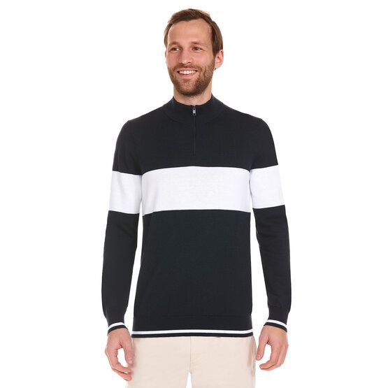 Daniel Springs  Contrast stripe troyer knit navy