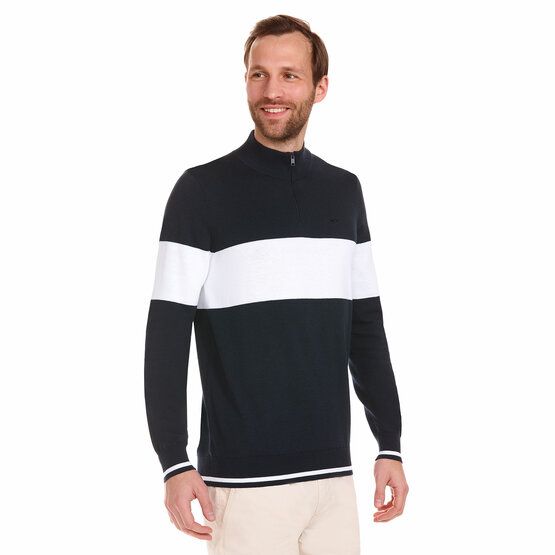 Daniel Springs  Contrast stripe troyer knit navy