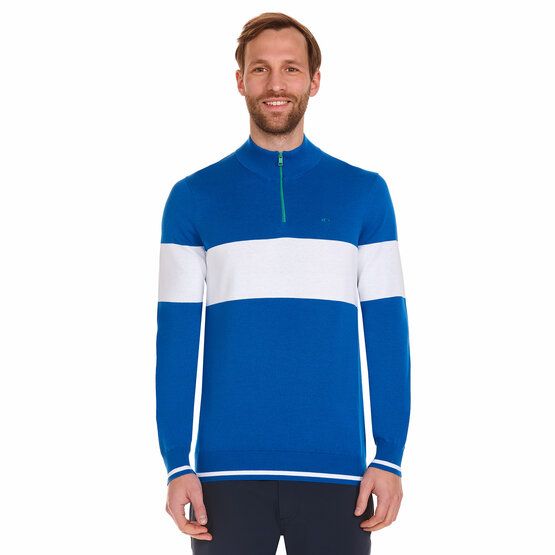 Daniel Springs  Contrast stripe troyer knit blue