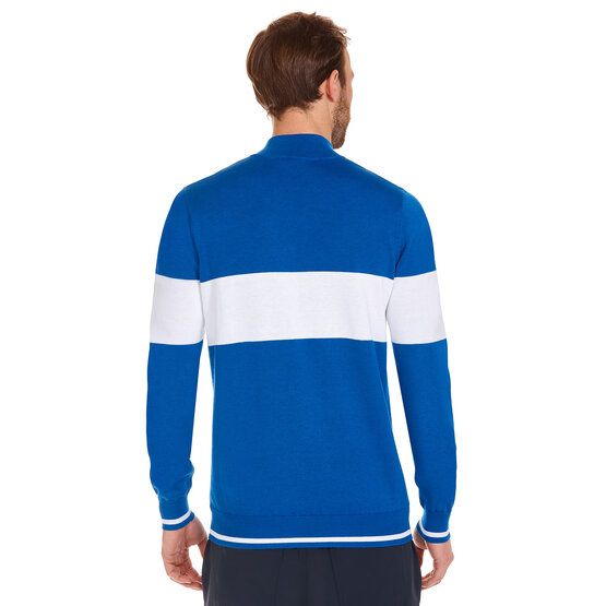 Daniel Springs  Contrast stripe troyer knit blue