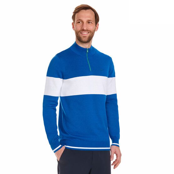 Daniel Springs  Contrast stripe troyer knit blue