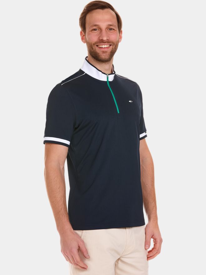 Daniel Springs Zip-Stehkragen Halbarm Polo navy