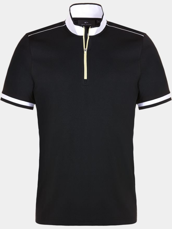Daniel Springs Zip-Stehkragen Halbarm Polo schwarz